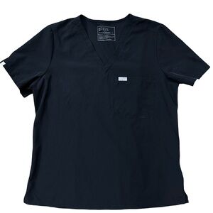 FIGS Catarina One Pocket Scrub Top Women Large V Neck Black W21SW1025